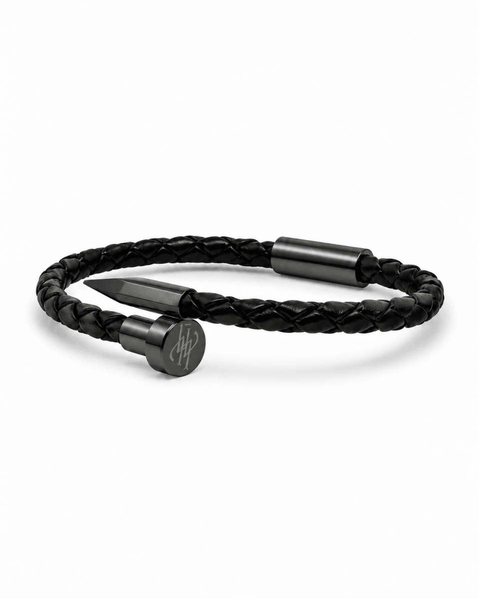 Nail Leather Bracelet - Full Black