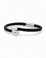 Nail Leather Bracelet - Silver & Black