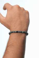 Stone Cord Bracelet - Blue Crackle Agate