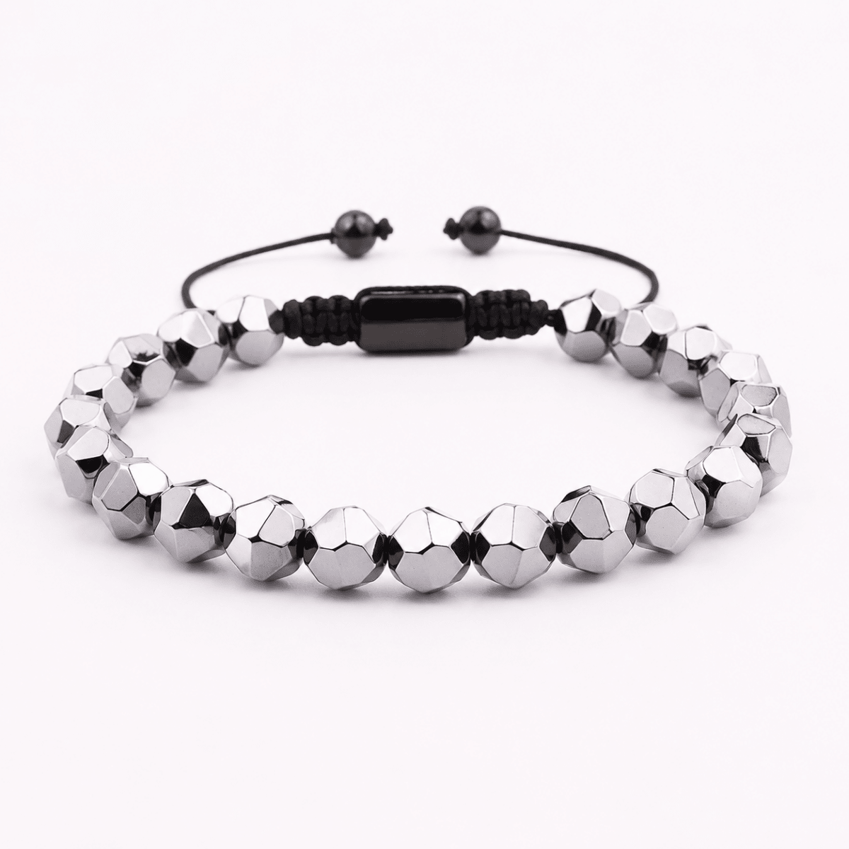 Stone Cord Bracelet - Silver Hematite