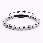 Stone Cord Bracelet - Silver Hematite