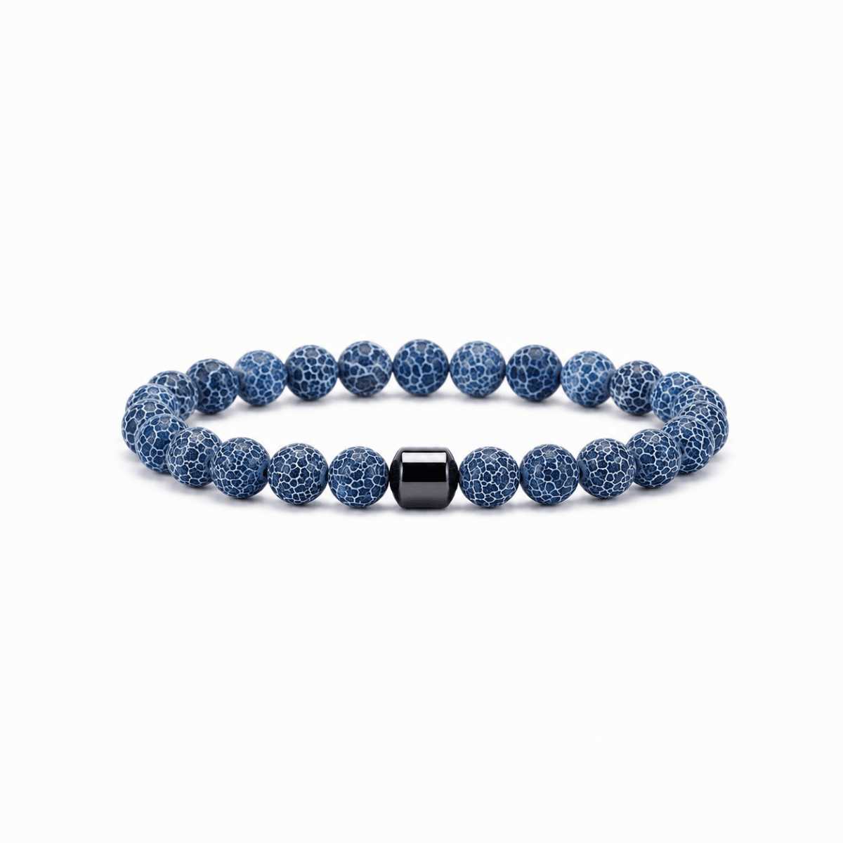 Stone Cord Bracelet - Blue Crackle Agate