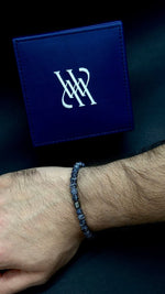 Stone Cord Bracelet - Blue Crackle Agate