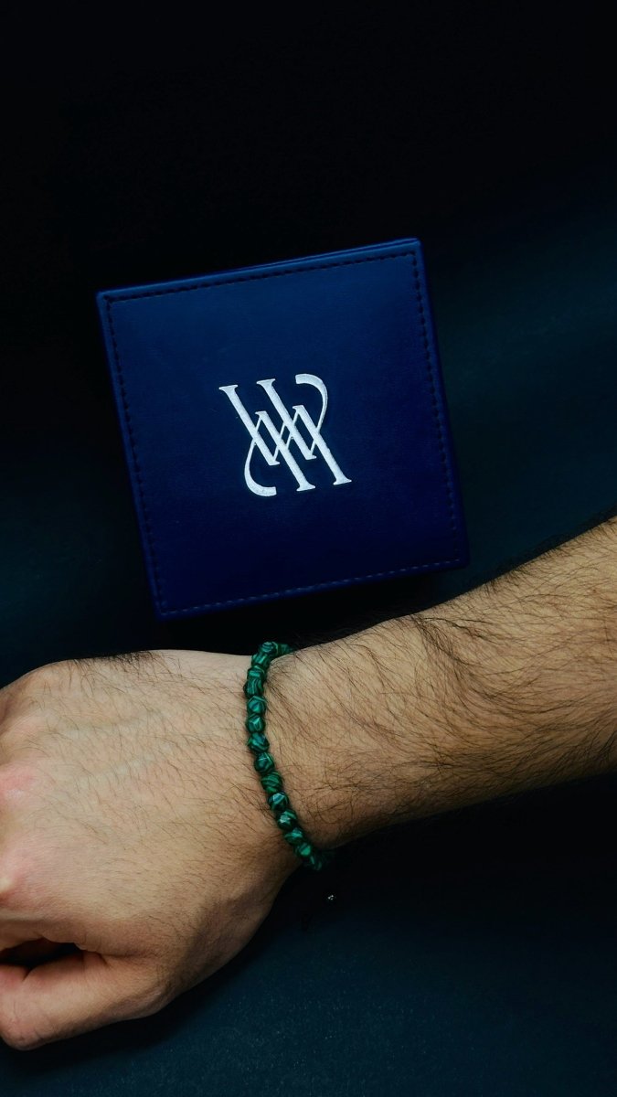 Stone Cord Bracelet - Green Malachite Agate