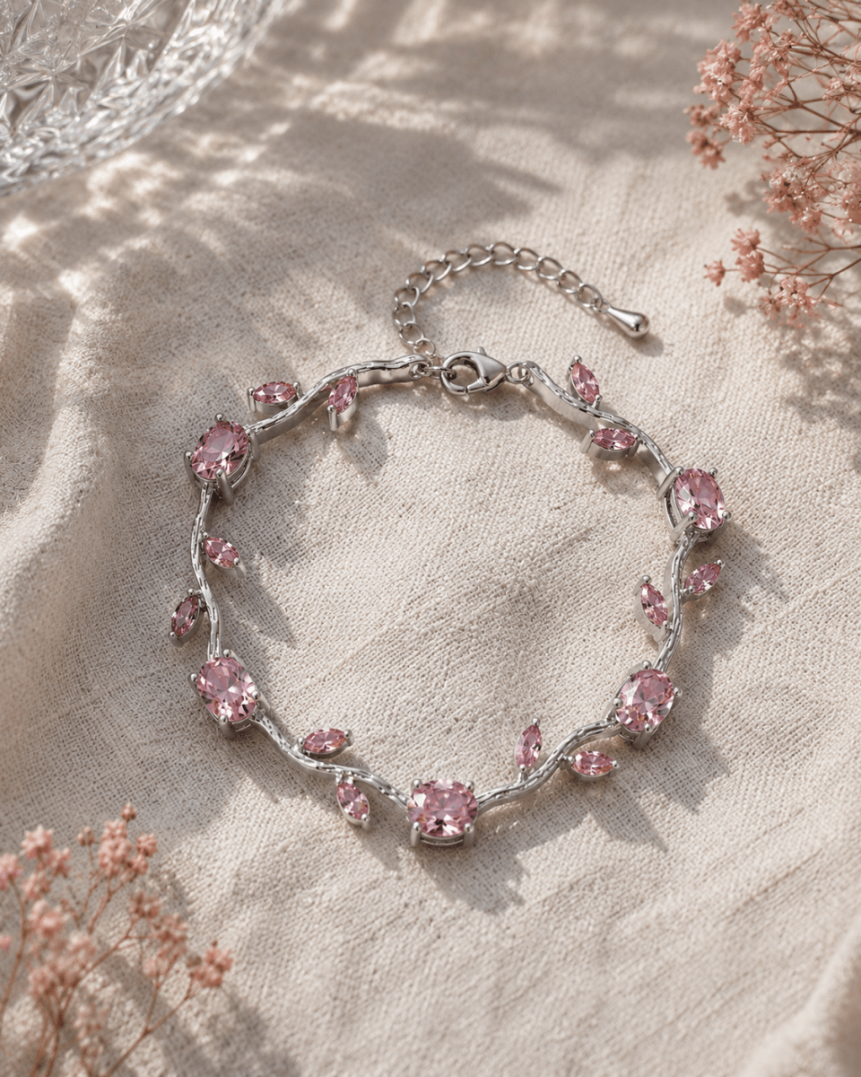 Tulips Bracelet - Blush Pink Silver