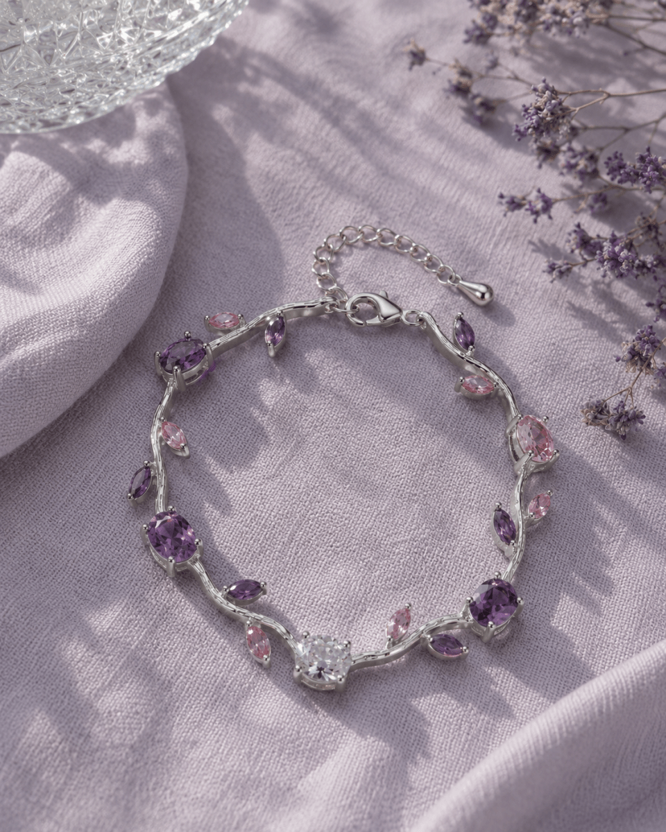 Tulips Bracelet - Violet Silver